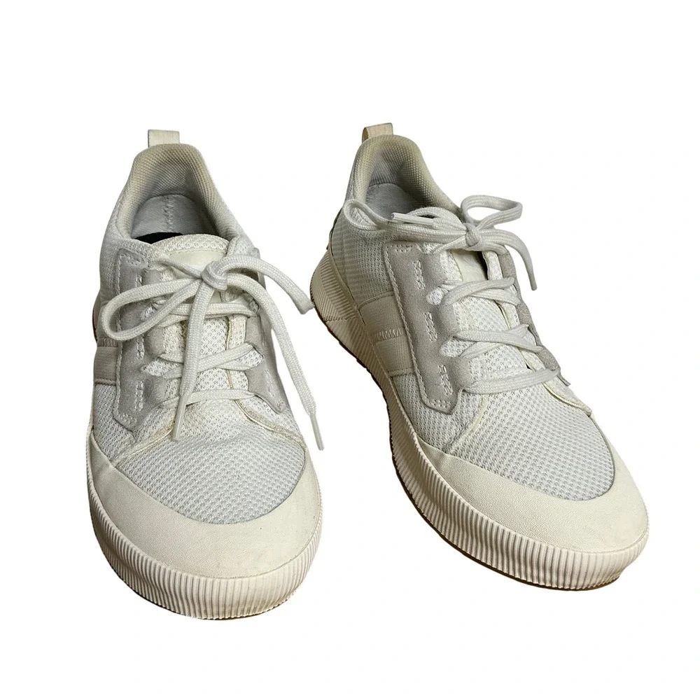 Sorel Womens Mesh Suede Sneakers Size‎ 8 Cream Lace Up Minimalist Athleisure